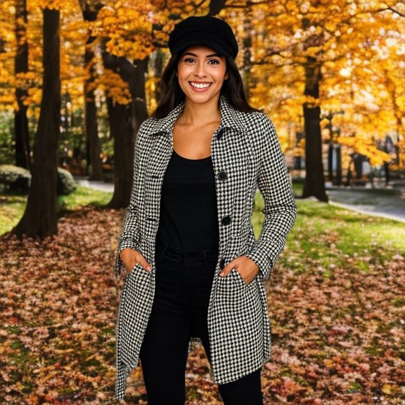 ROXY Outwear Peacoat Mid-Long Single Breasted Plaid Coat Winter Jacket Medium - Picture 3 of 12